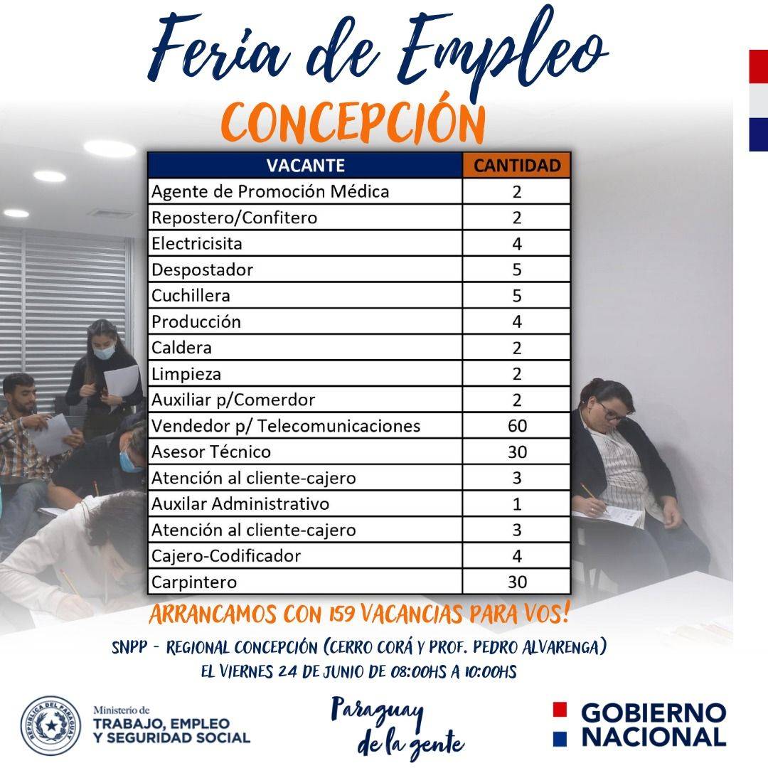 En feria de empleo del Ministerio de Trabajo empresas privadas de Concepción ofrecerán más de 150 puestos laborales