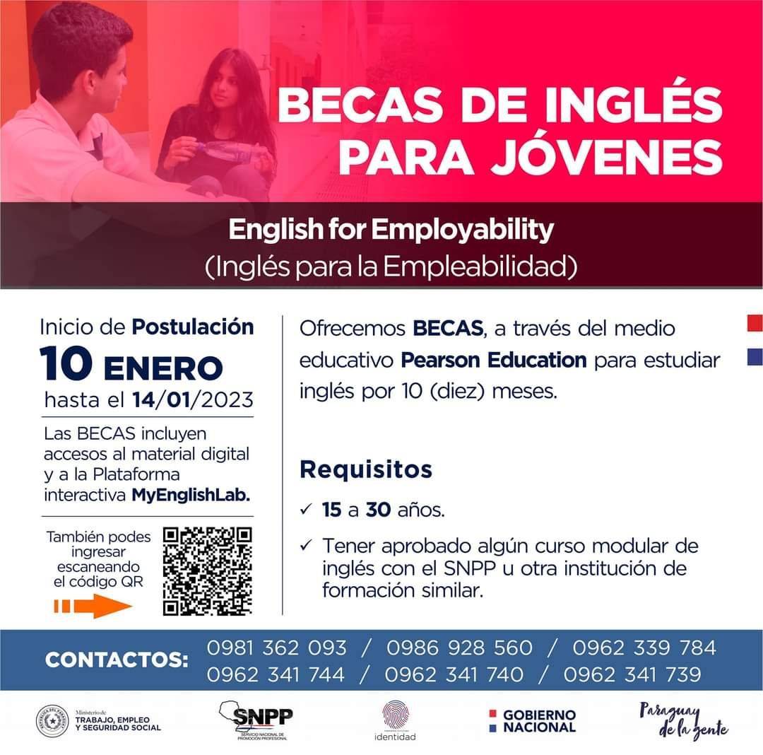 Ministerio de Trabajo y Pearson Latam ofrecen becas para estudiar inglés a jóvenes de 15 a 30 años