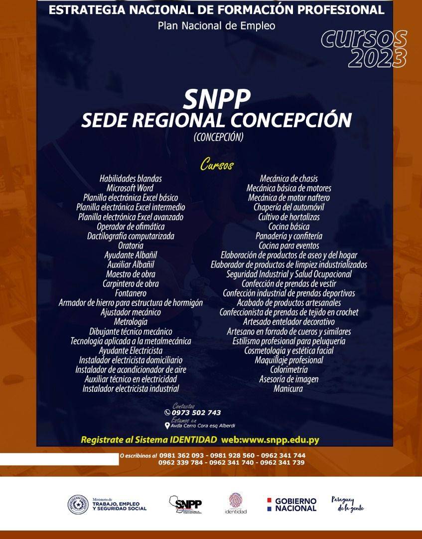 Regional del SNPP de Concepción se prepara para iniciar varios cursos en la segunda quincena de este mes