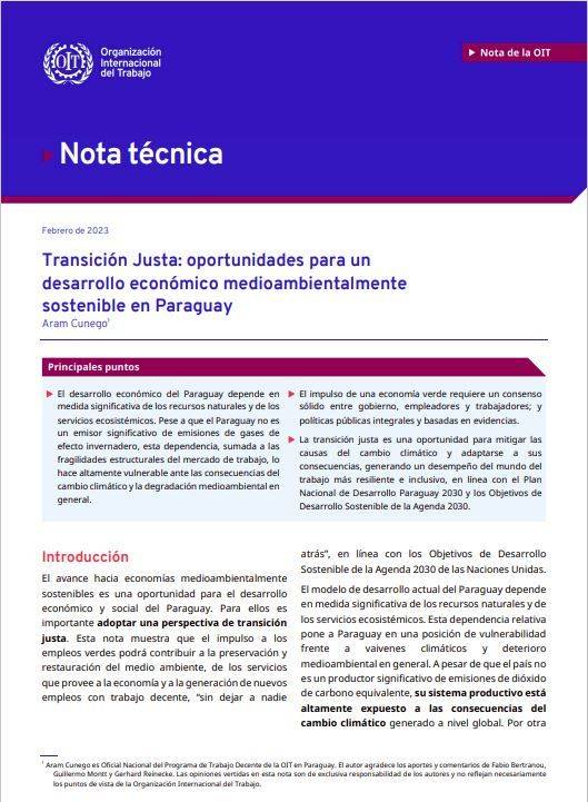 Paraguay avanza hacia una transición justa en empleo verde mediante políticas públicas del Gobierno, según la OIT