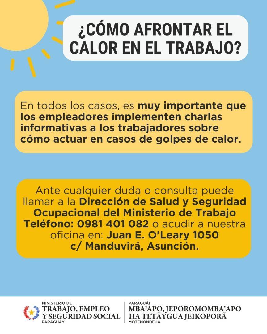 Ministerio de Trabajo lanza recomendaciones para garantizar la seguridad y la salud de los empleados ante las altas temperaturas