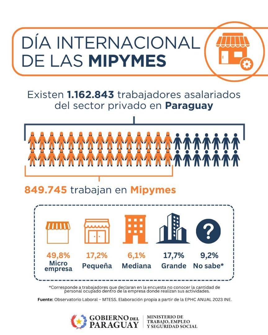 Siete de cada diez trabajadores del sector privado son ocupados por las Mipymes