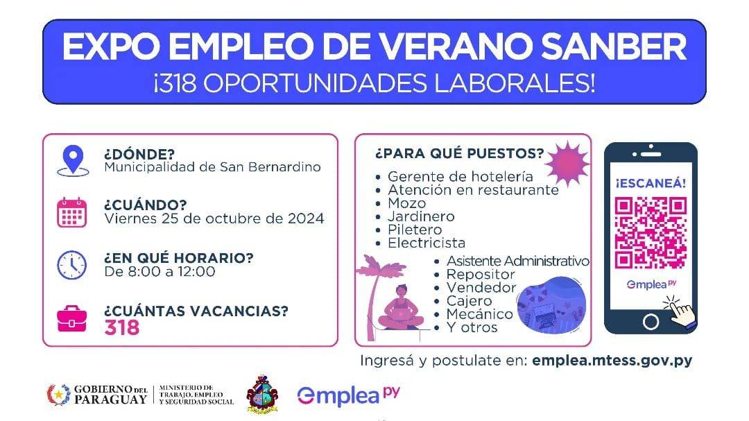 Expo Empleo de Verano Sanber se realiza hoy con más de 300 oportunidades de trabajo