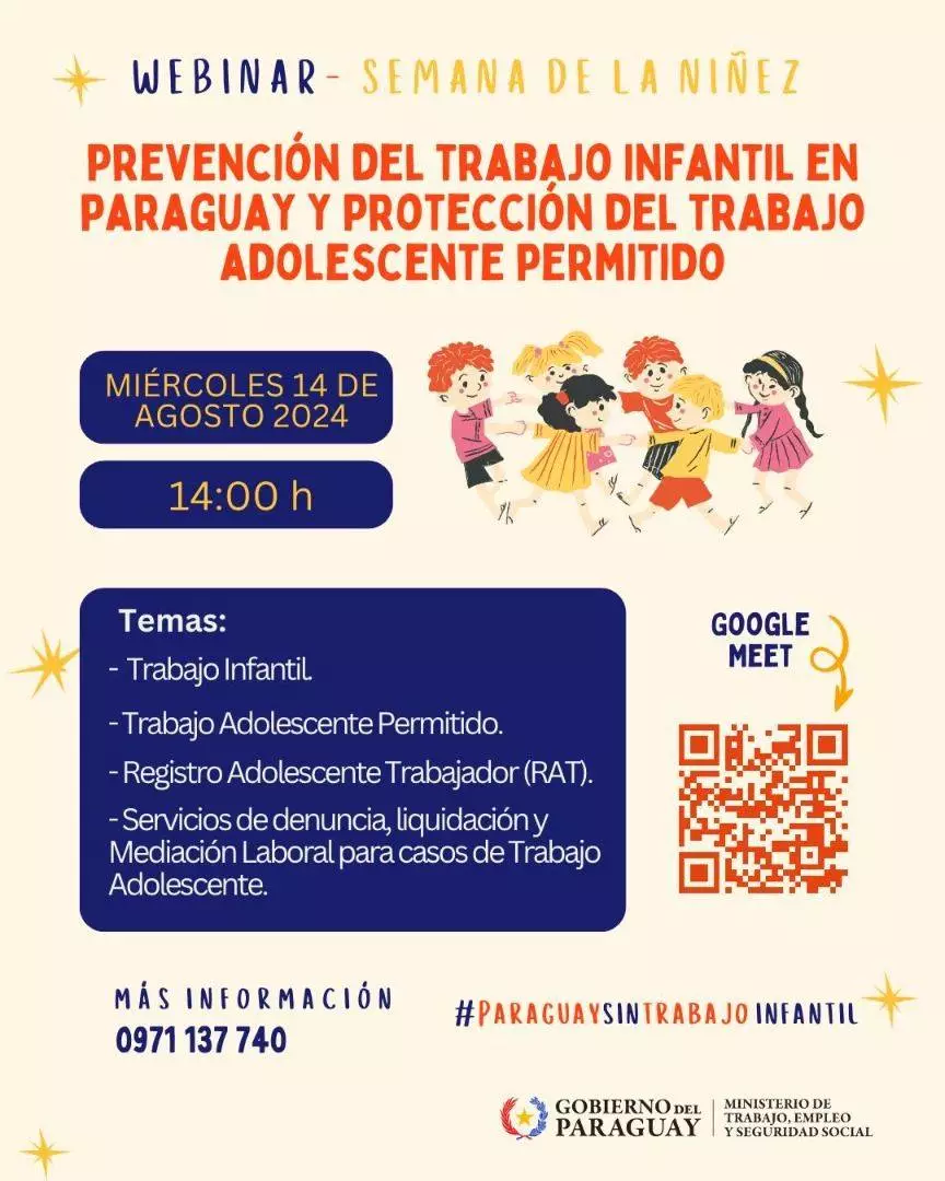 MTESS organiza seminario virtual sobre prevención del trabajo infantil y protección al trabajo adolescente